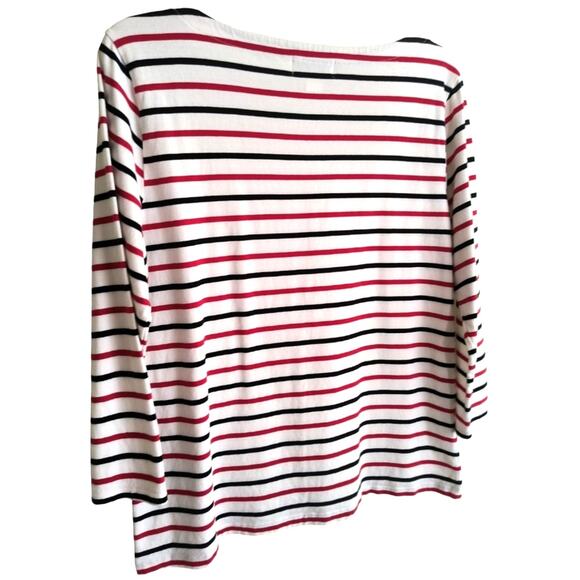 Liz Claiborne Striped Tee Women's Sz L Multicolor Long sleeve Boatneck pullover - Picture 7 of 11